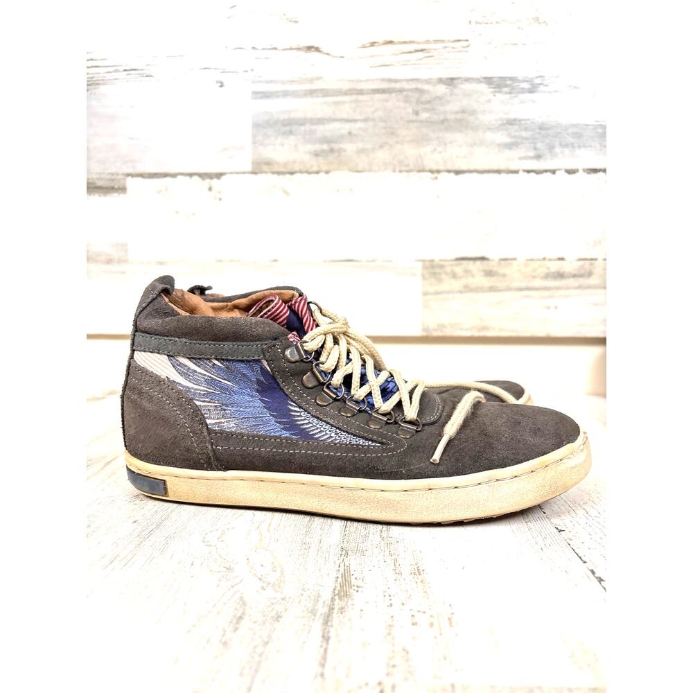 Inkkas Womens 8 Gray Red Bald Eagle Embroidered High Top Sneakers